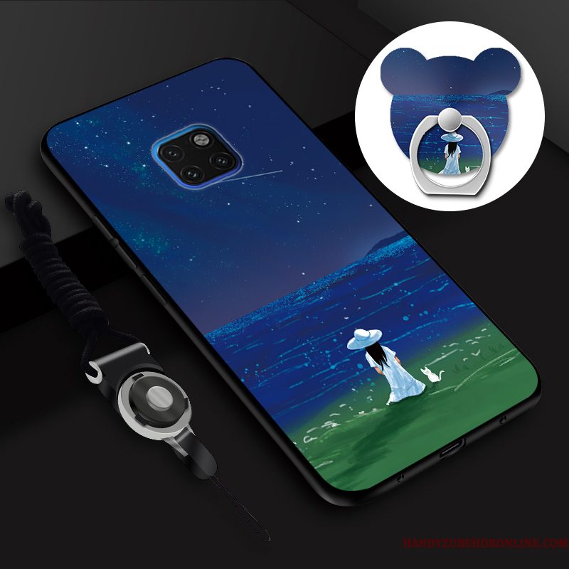 Hoesje Huawei Mate 20 Rs Siliconen Hanger Tempereren, Hoes Huawei Mate 20 Rs Zacht Skärmskydd Blauw