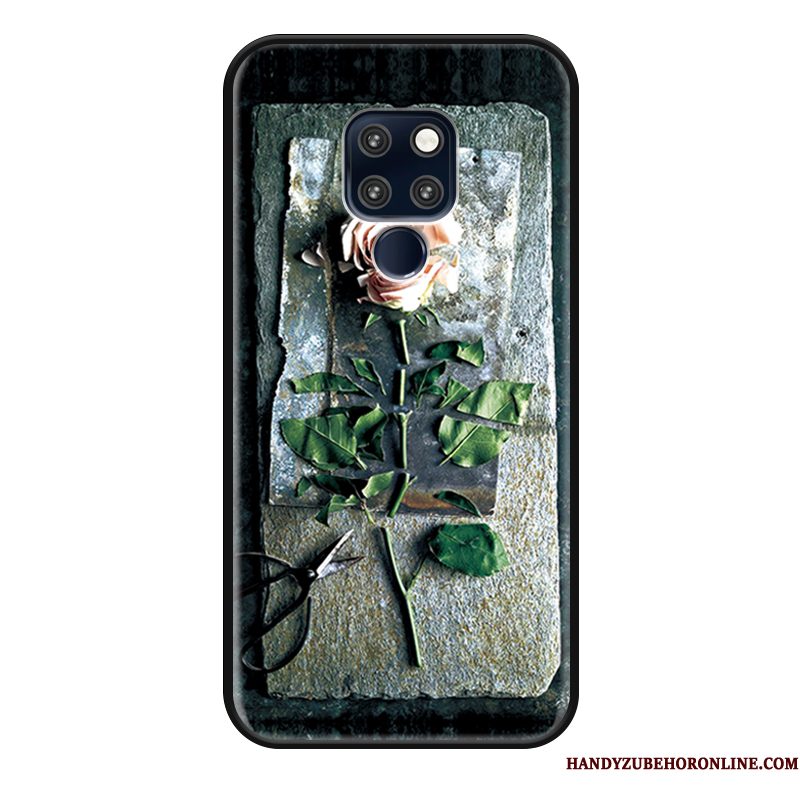 Hoesje Huawei Mate 20 X Bescherming Hanger Roze, Hoes Huawei Mate 20 X Scheppend Zwart Bloemen