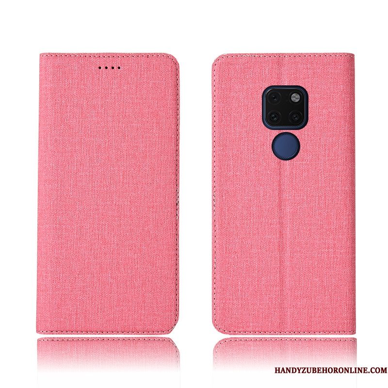 Hoesje Huawei Mate 20 Zakken Katoen En Linnen Anti-fall, Hoes Huawei Mate 20 Siliconen Nieuw Roze