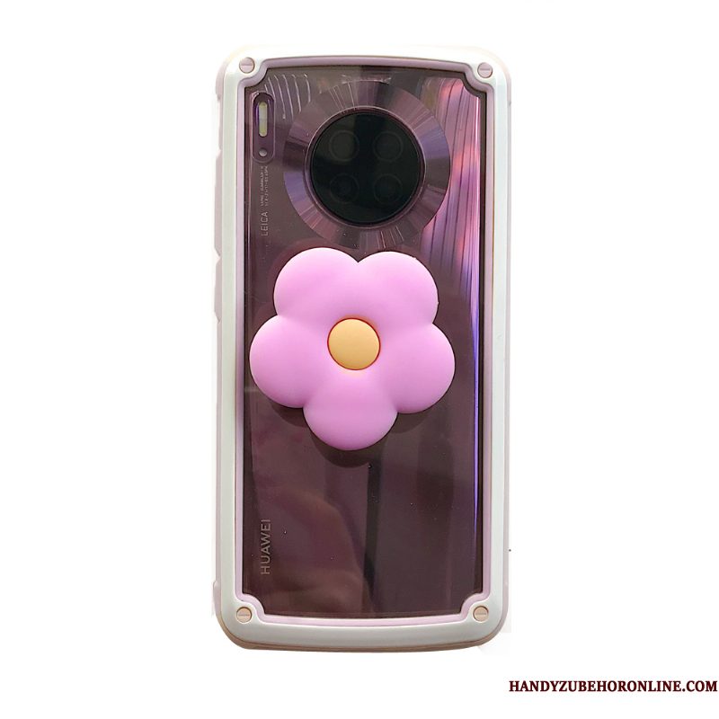 Hoesje Huawei Mate 30 Ondersteuning Eenvoudige Hard, Hoes Huawei Mate 30 Bloemen Roze