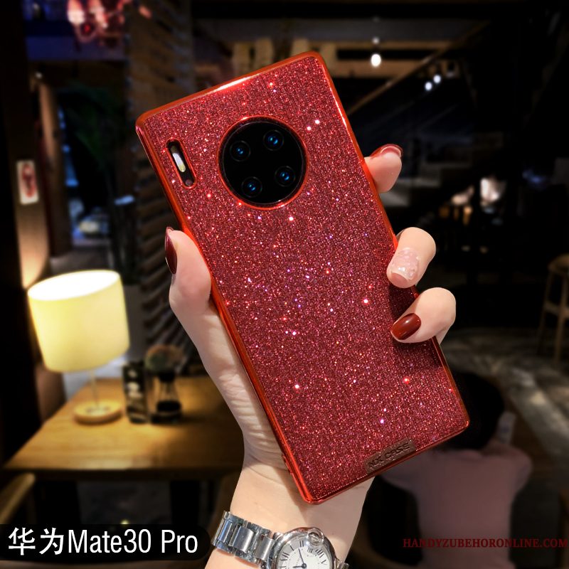 Hoesje Huawei Mate 30 Pro Zacht Plating Anti-fall, Hoes Huawei Mate 30 Pro Bescherming Rood High End