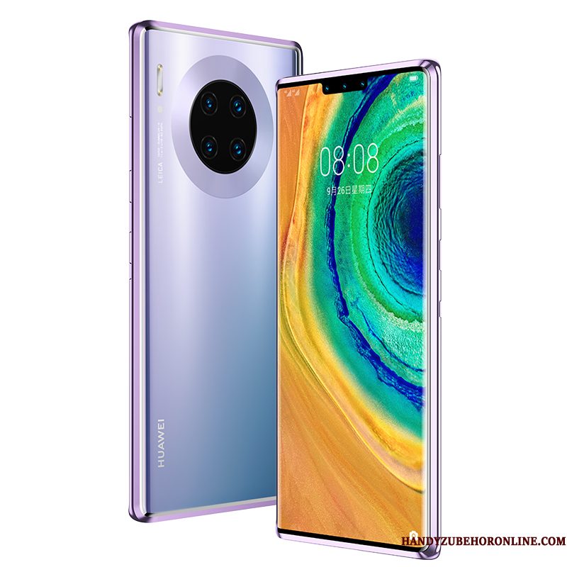 Hoesje Huawei Mate 30 Pro Zakken Anti-fall Net Red, Hoes Huawei Mate 30 Pro Bescherming Glas Purper