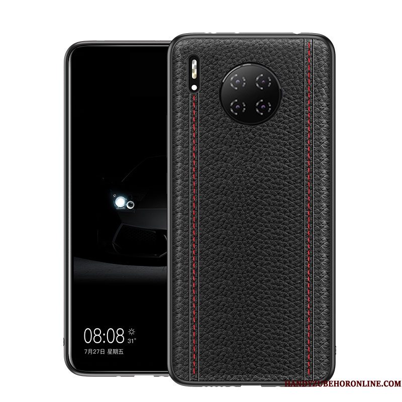 Hoesje Huawei Mate 30 Pro Zakken Telefoon High End, Hoes Huawei Mate 30 Pro Leer Anti-fall Zwart