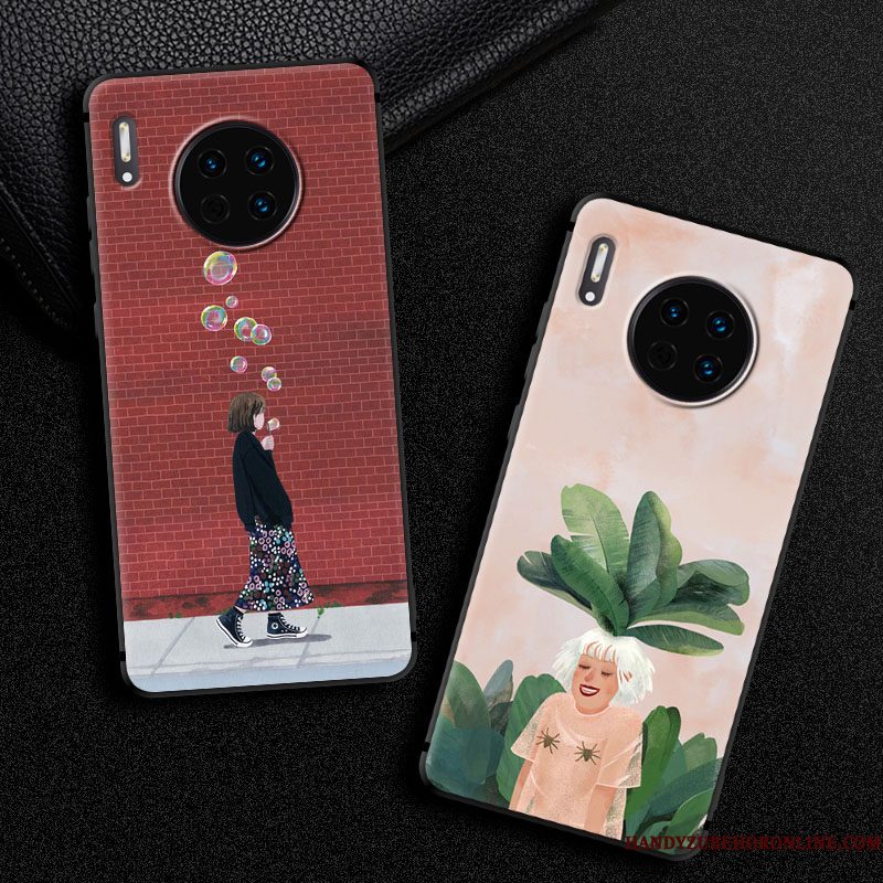 Hoesje Huawei Mate 30 Siliconen Glas Schrobben, Hoes Huawei Mate 30 Bescherming Mini Hanger