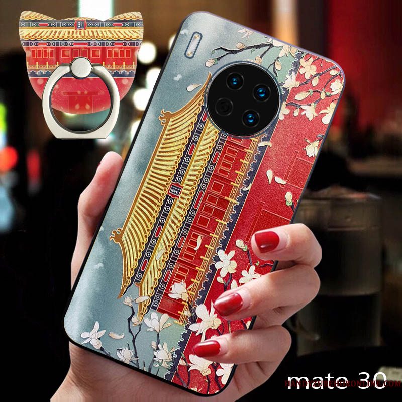 Hoesje Huawei Mate 30 Siliconen Nieuw Rood, Hoes Huawei Mate 30 Zacht Wind Trendy Merk