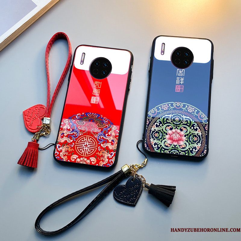 Hoesje Huawei Mate 30 Zakken Telefoon Net Red, Hoes Huawei Mate 30 Siliconen Glas Anti-fall