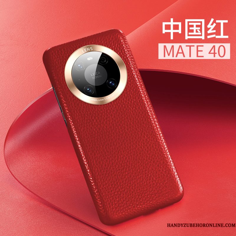 Hoesje Huawei Mate 40 Zakken Nieuw Rood, Hoes Huawei Mate 40 Leer High Endtelefoon