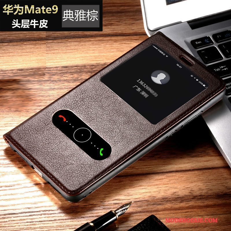 Hoesje Huawei Mate 9 Bescherming Bedrijftelefoon, Hoes Huawei Mate 9 Leer Anti-fall