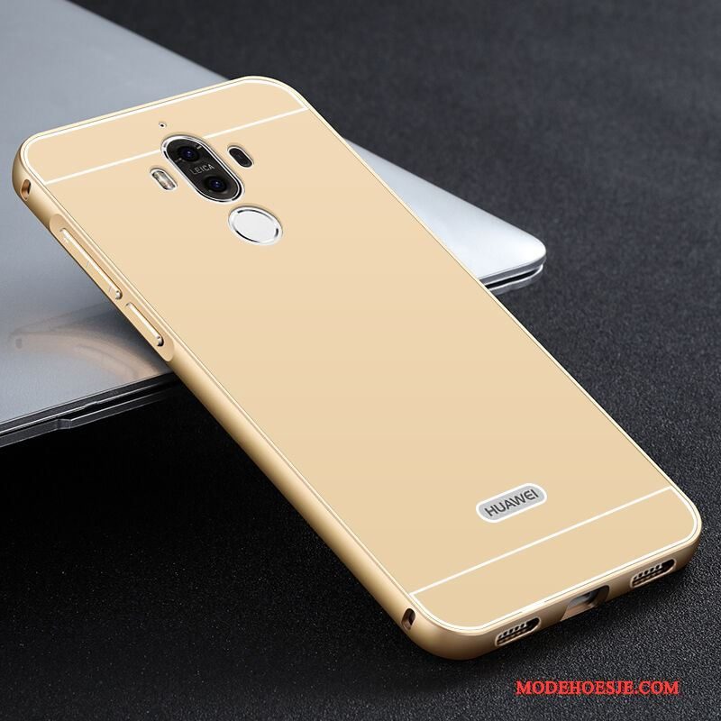 Hoesje Huawei Mate 9 Metaal Goud Mesh, Hoes Huawei Mate 9 Omlijstingtelefoon