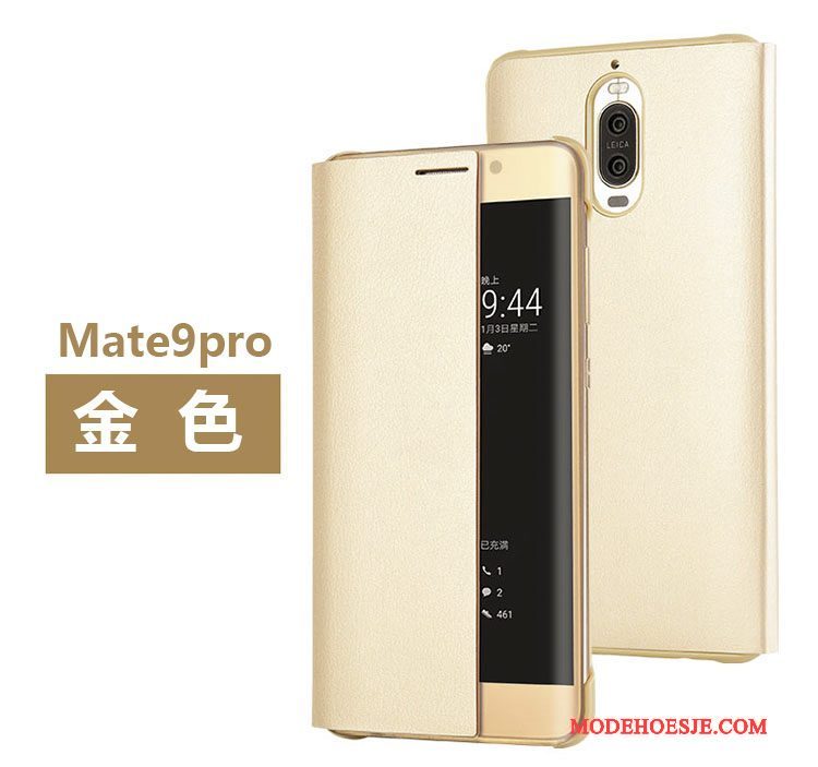 Hoesje Huawei Mate 9 Pro Leer Goudtelefoon, Hoes Huawei Mate 9 Pro Folio