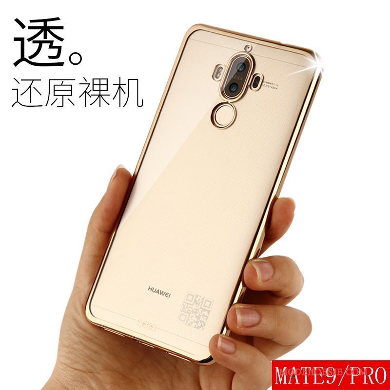 Hoesje Huawei Mate 9 Siliconen Goud Dun, Hoes Huawei Mate 9 Zacht Doorzichtig Anti-fall