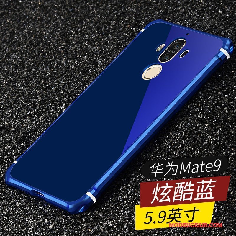 Hoesje Huawei Mate 9 Zakken Anti-falltelefoon, Hoes Huawei Mate 9 Metaal Hard Blauw