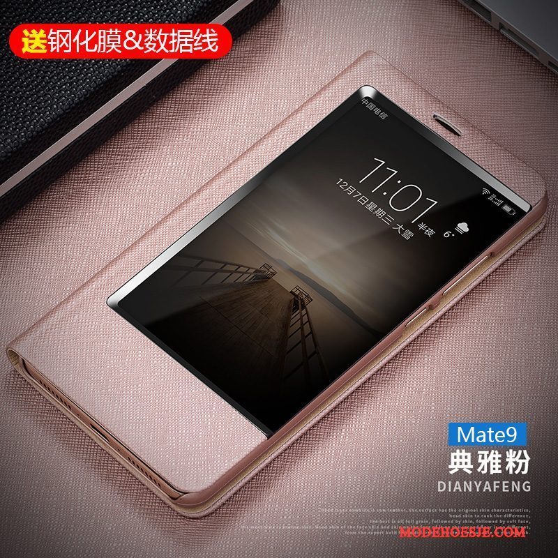 Hoesje Huawei Mate 9 Zakken Roze Bedrijf, Hoes Huawei Mate 9 Folio Anti-falltelefoon