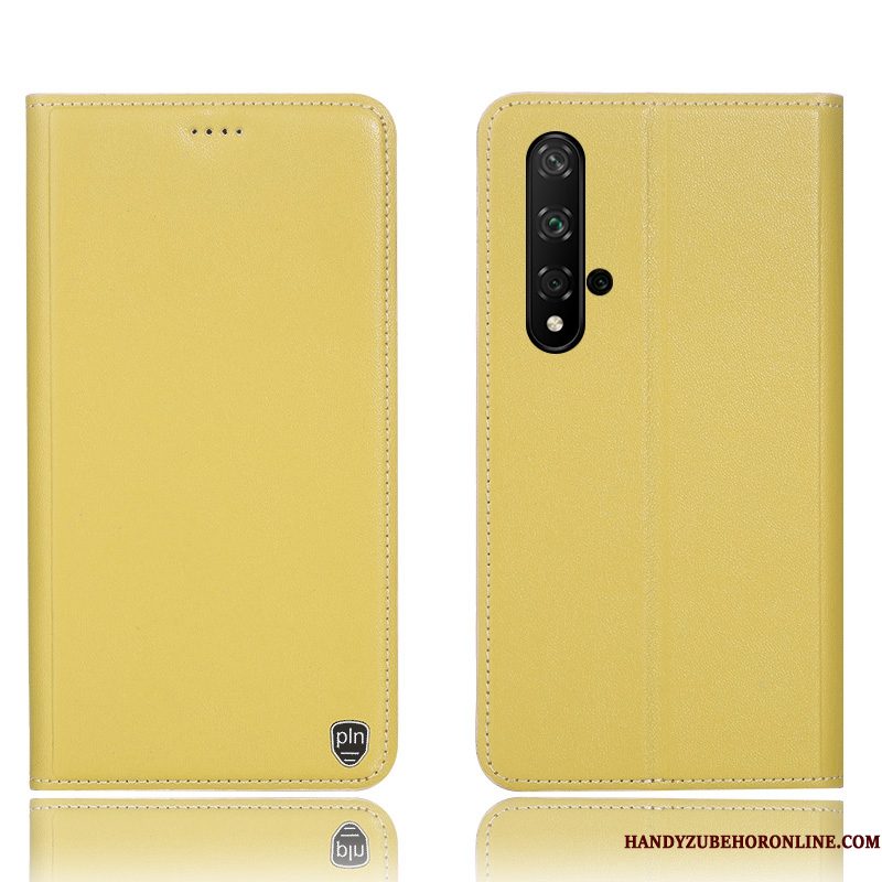 Hoesje Huawei Nova 5t Folio Telefoon Anti-fall, Hoes Huawei Nova 5t Zakken Geel