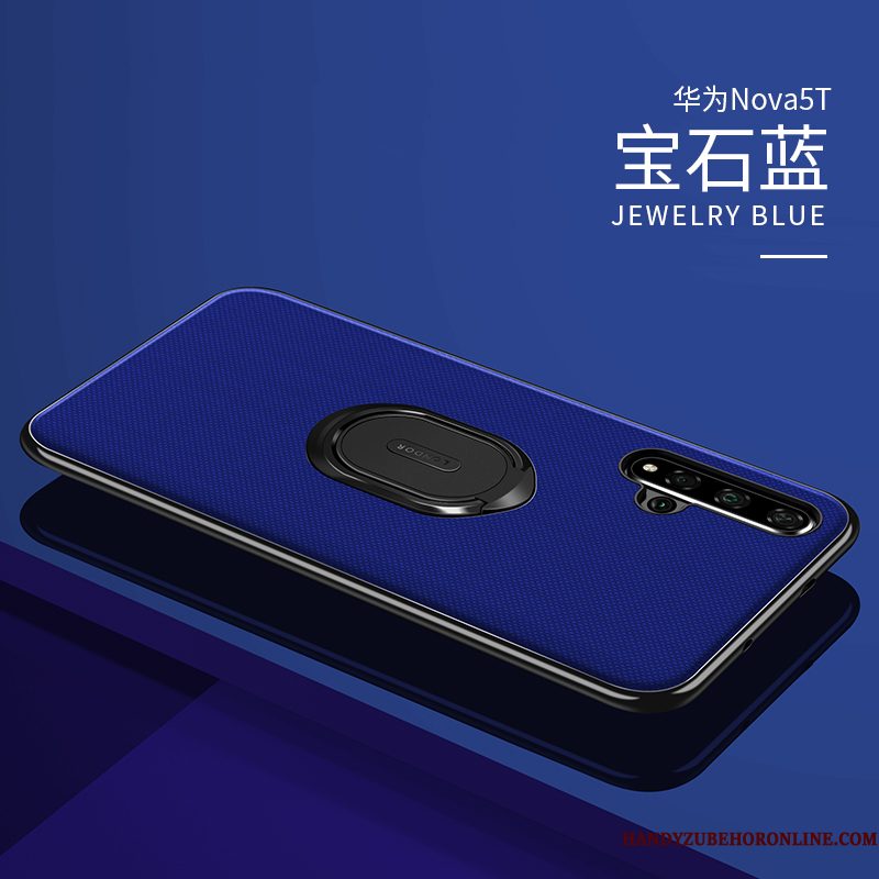 Hoesje Huawei Nova 5t Leer Dun Blauw, Hoes Huawei Nova 5t Scheppend Anti-fall Persoonlijk