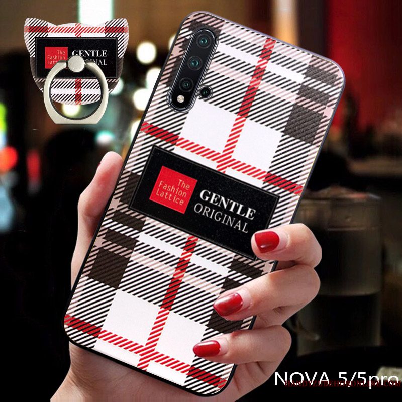 Hoesje Huawei Nova 5t Reliëf Lovers Trend, Hoes Huawei Nova 5t Bescherming Trendy Merk Schrobben