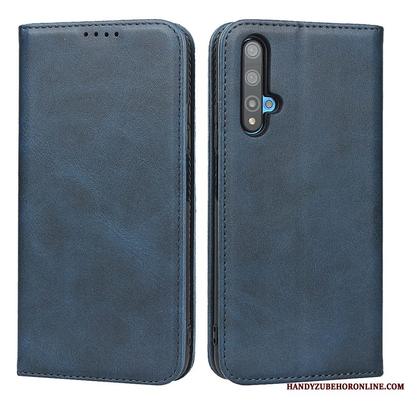 Hoesje Huawei Nova 5t Zakken Telefoon Magnetisch, Hoes Huawei Nova 5t Portemonnee Klittenband Donkerblauw