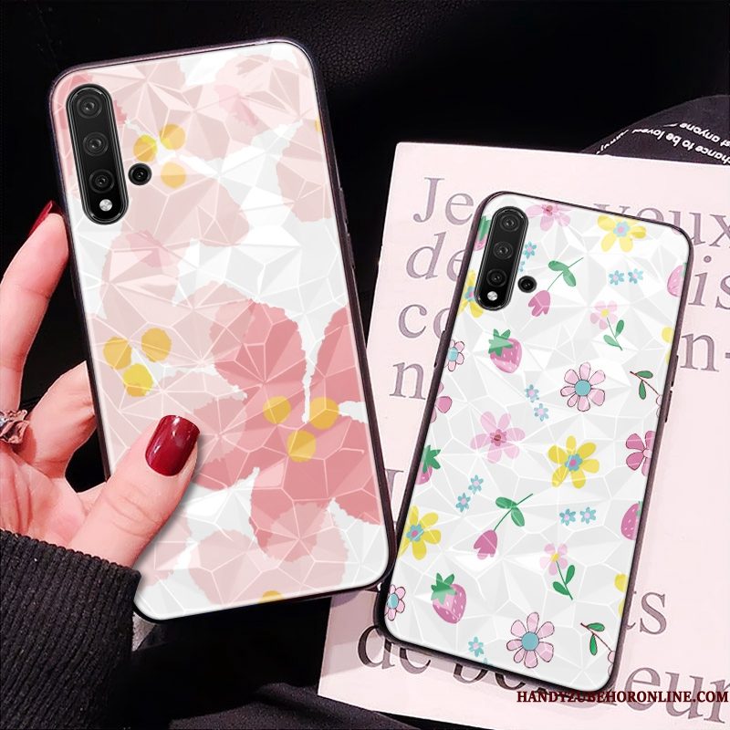 Hoesje Huawei Nova 5t Zakken Telefoon Roze, Hoes Huawei Nova 5t Patroon Ruit