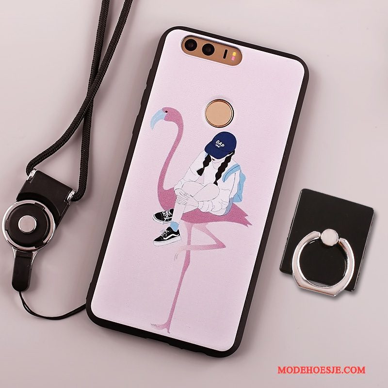 Hoesje Huawei Nova Bescherming Hanger Roze, Hoes Huawei Nova Zacht Anti-falltelefoon