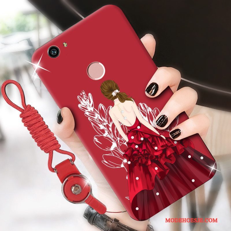 Hoesje Huawei Nova Bescherming Rood Anti-fall, Hoes Huawei Nova Zacht Telefoon Hanger