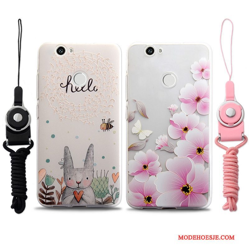 Hoesje Huawei Nova Reliëf Hanger Roze, Hoes Huawei Nova Telefoon Mini