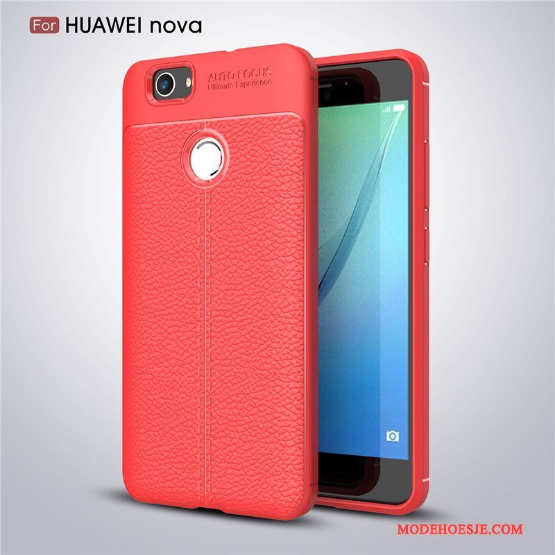 Hoesje Huawei Nova Siliconen Rood Anti-fall, Hoes Huawei Nova Zacht Telefoon Trend