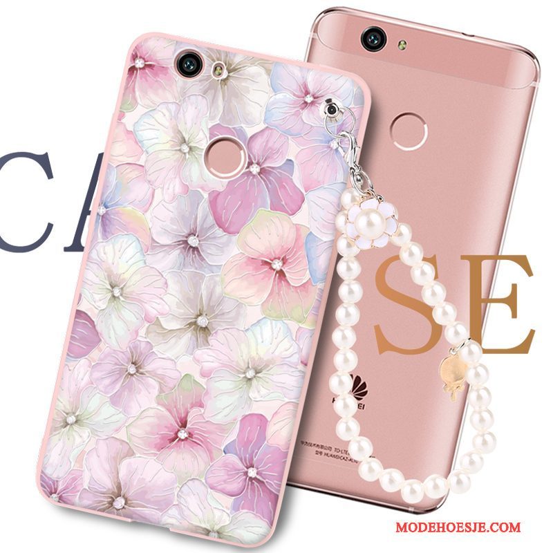 Hoesje Huawei Nova Zacht Hanger Roze, Hoes Huawei Nova Spotprent Telefoon Anti-fall