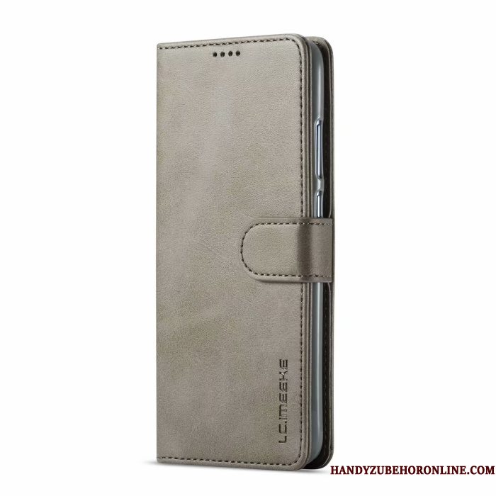 Hoesje Huawei P Smart 2019 Leer Grijs Kaart, Hoes Huawei P Smart 2019 Folio Jeugdtelefoon