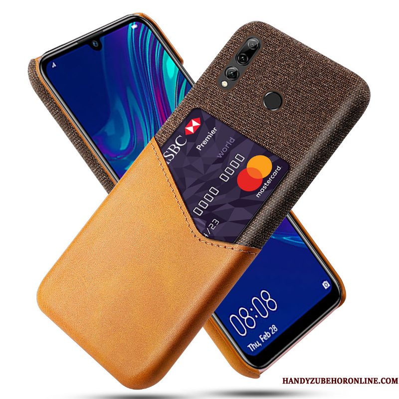 Hoesje Huawei P Smart+ 2019 Leer Oranje Eenvoudige, Hoes Huawei P Smart+ 2019 Bescherming Telefoon Kaart