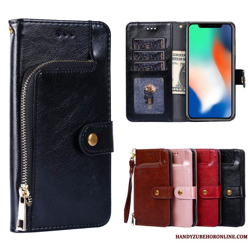 Hoesje Huawei P Smart+ 2019 Leer Telefoon Wind, Hoes Huawei P Smart+ 2019 Portemonnee Soort Aziatische Vrucht Zwart