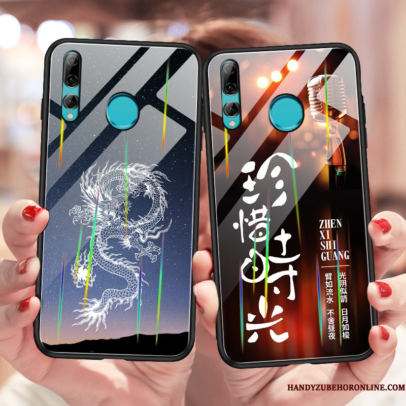 Hoesje Huawei P Smart+ 2019 Scheppend Gehard Glas Trend, Hoes Huawei P Smart+ 2019 Dragon Patroontelefoon