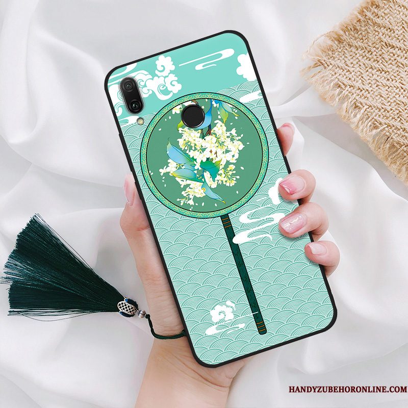 Hoesje Huawei P Smart+ 2019 Scheppend Schrobben Wind, Hoes Huawei P Smart+ 2019 Vintage Anti-fall Groen