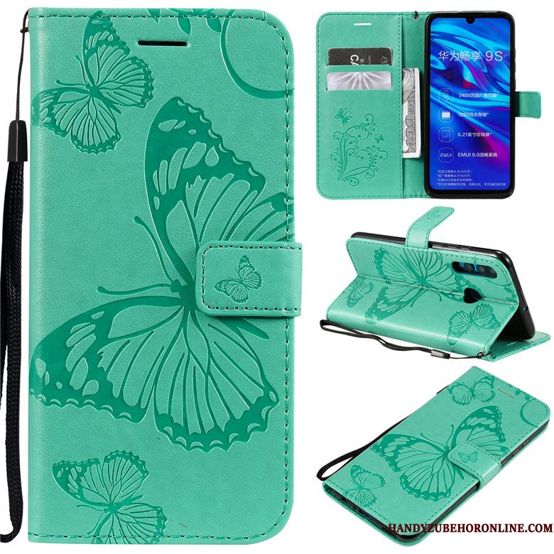 Hoesje Huawei P Smart+ 2019 Zacht Telefoon Vlinder Bloemen, Hoes Huawei P Smart+ 2019 Bescherming Anti-fall Groen