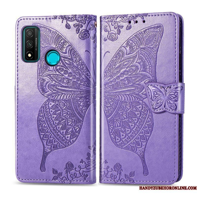 Hoesje Huawei P Smart 2020 Folio Hanger Mooie, Hoes Huawei P Smart 2020 Bescherming Bloemen Vlinder