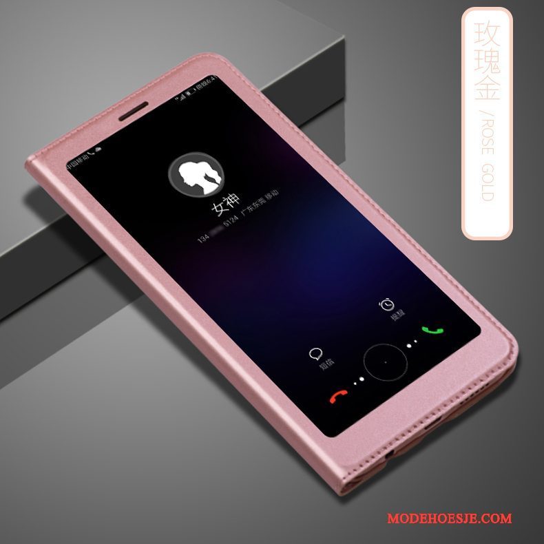 Hoesje Huawei P Smart Leer Anti-fall Trend, Hoes Huawei P Smart Folio Telefoon Roze