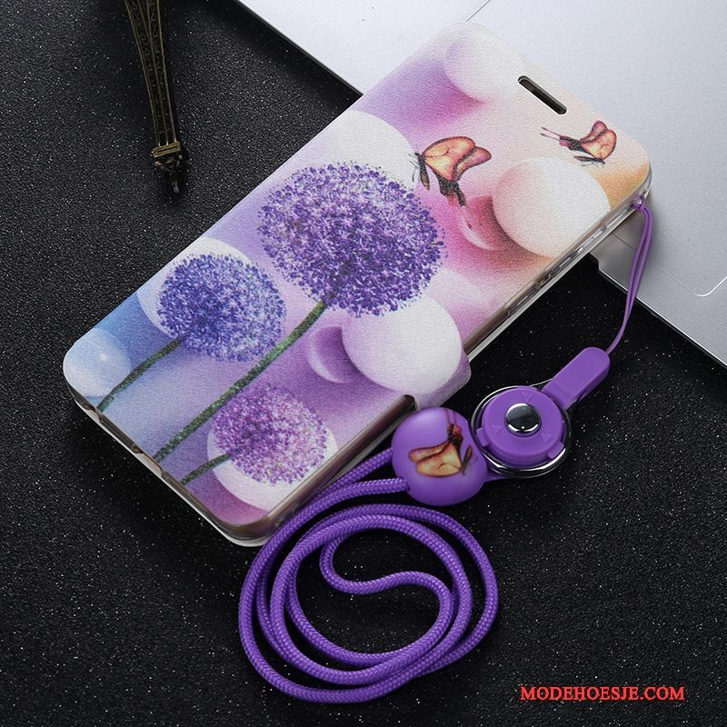 Hoesje Huawei P Smart Leer Purpertelefoon, Hoes Huawei P Smart Folio Anti-fall