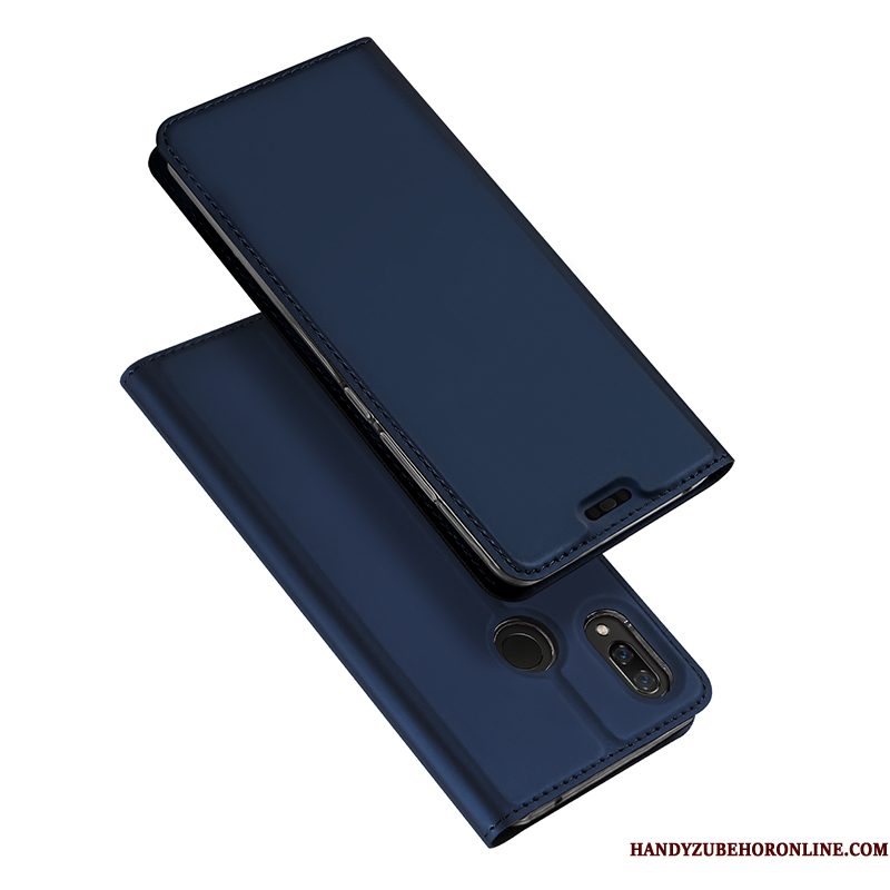 Hoesje Huawei P Smart+ Portemonnee Blauw Voelen, Hoes Huawei P Smart+ Leer Telefoon Hoge