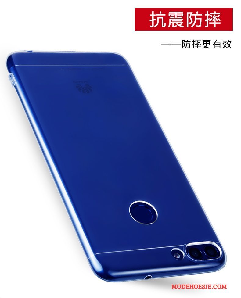 Hoesje Huawei P Smart Zacht Doorzichtigtelefoon, Hoes Huawei P Smart Siliconen Blauw Anti-fall