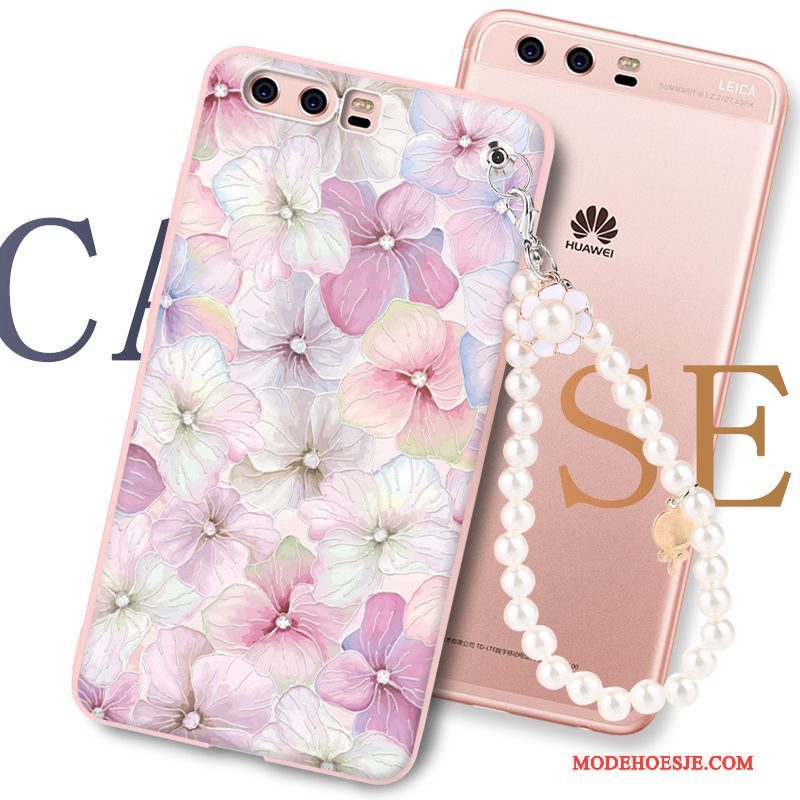 Hoesje Huawei P10 Bescherming Roze Hanger, Hoes Huawei P10 Geschilderd Telefoon Anti-fall