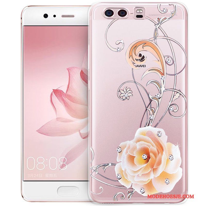 Hoesje Huawei P10 Plus Zacht Anti-fall Roze, Hoes Huawei P10 Plus Strass Telefoon Trend