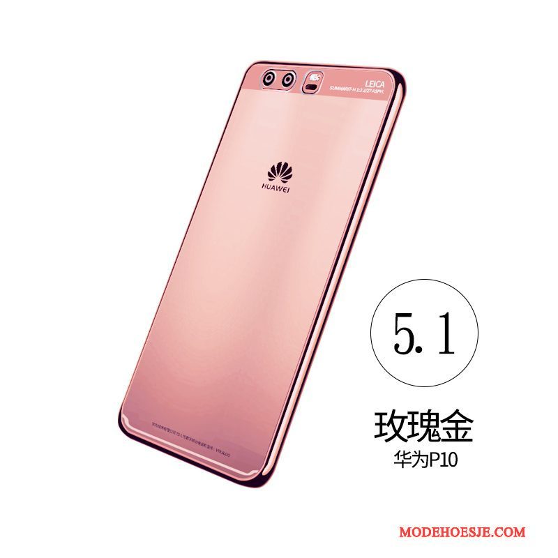 Hoesje Huawei P10 Siliconen Anti-fall Persoonlijk, Hoes Huawei P10 Zacht Telefoon Roze