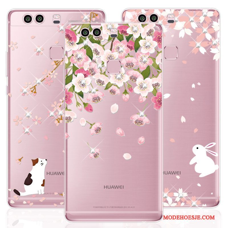 Hoesje Huawei P10 Siliconen Trend Roze, Hoes Huawei P10 Zacht Hanger Doorzichtig