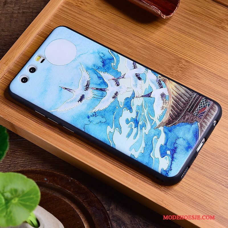 Hoesje Huawei P10 Vintage Chinese Stijl Persoonlijk, Hoes Huawei P10 Scheppend Blauw Trendy Merk