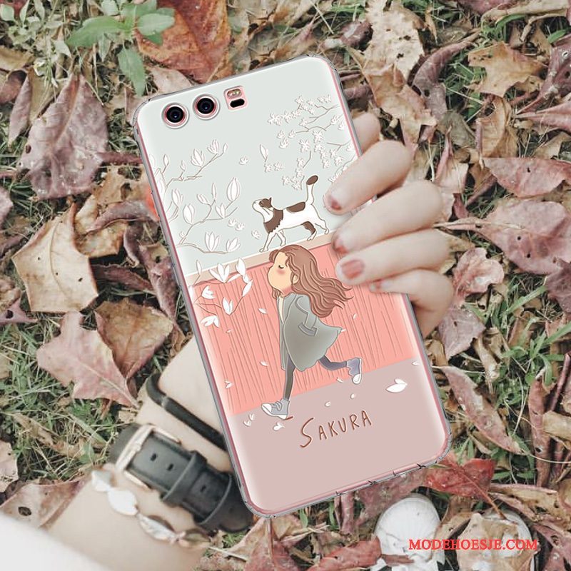 Hoesje Huawei P10 Zacht Telefoon Roze, Hoes Huawei P10 Spotprent Mooie Anti-fall