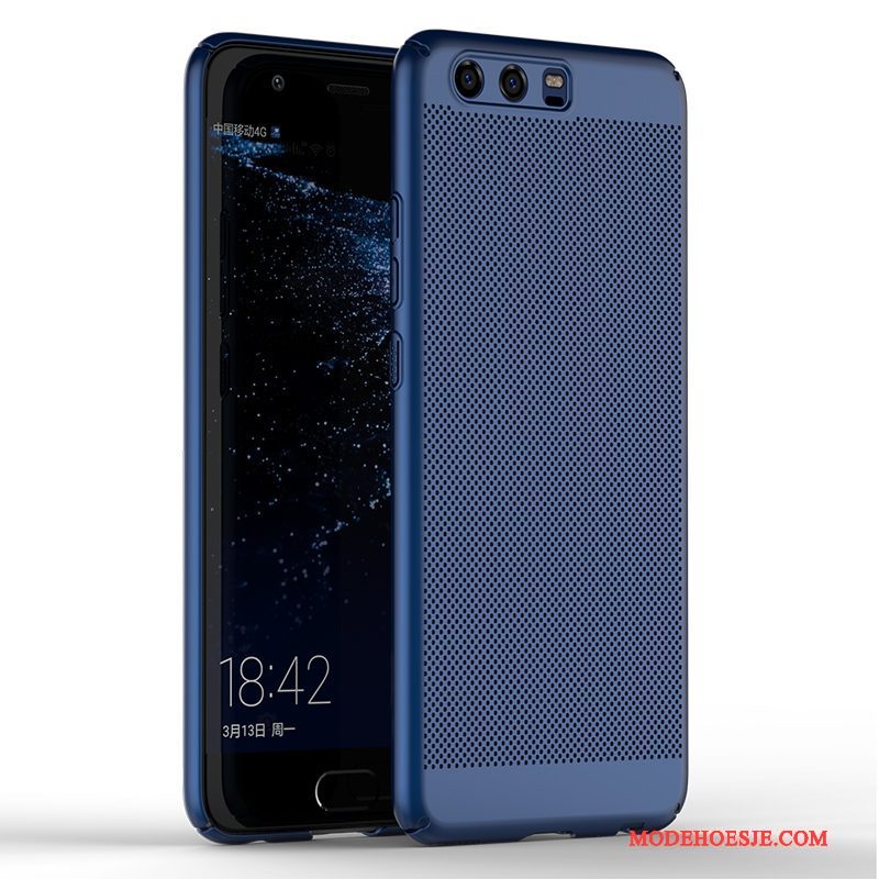 Hoesje Huawei P10 Zakken Ademend Donkerblauw, Hoes Huawei P10 Bescherming Pu Het Uitstralen