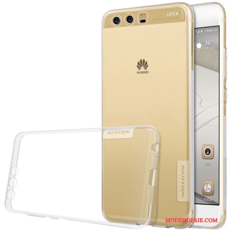Hoesje Huawei P10 Zakken Doorzichtig Goud, Hoes Huawei P10 Siliconen Telefoon