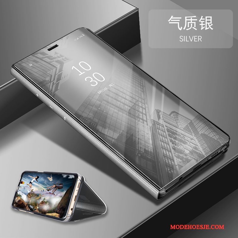 Hoesje Huawei P10 Zakken Grijstelefoon, Hoes Huawei P10 Folio Spiegel Anti-fall