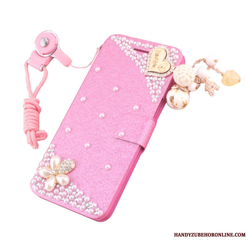 Hoesje Huawei P20 Folio Telefoon Anti-fall, Hoes Huawei P20 Strass Roze