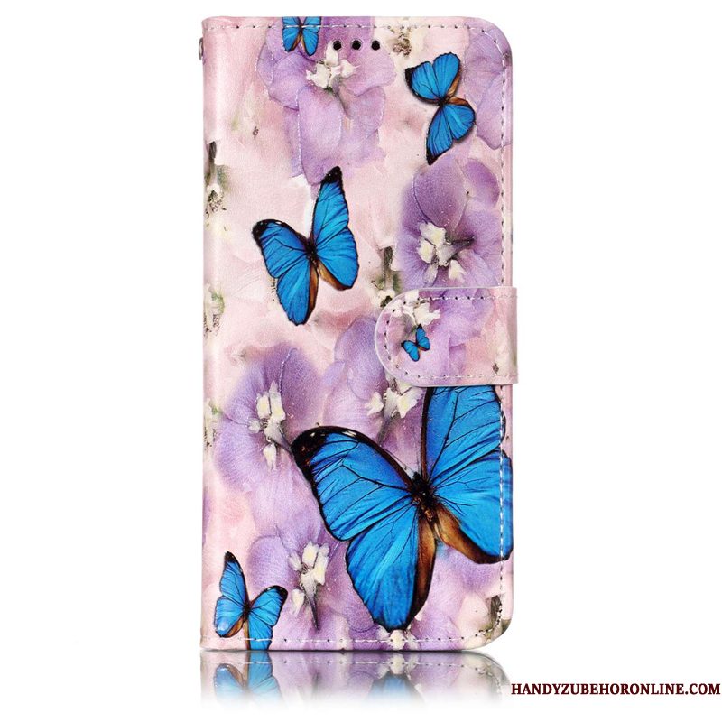 Hoesje Huawei P20 Lite Geschilderd Anti-fall Bloemen, Hoes Huawei P20 Lite Folio Telefoon Vlinder