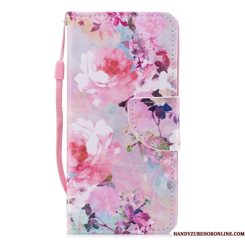 Hoesje Huawei P20 Pro Bescherming Bloemen Anti-fall, Hoes Huawei P20 Pro Leer Telefoon Rood